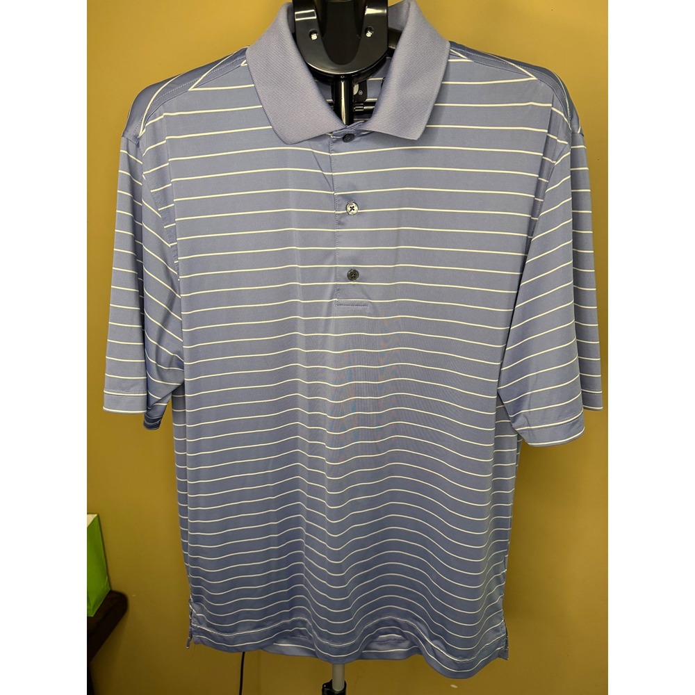 FootJoy Mens ProDry Striped Golf Polo‎ Shirt Blue White Short Sleeve Size M